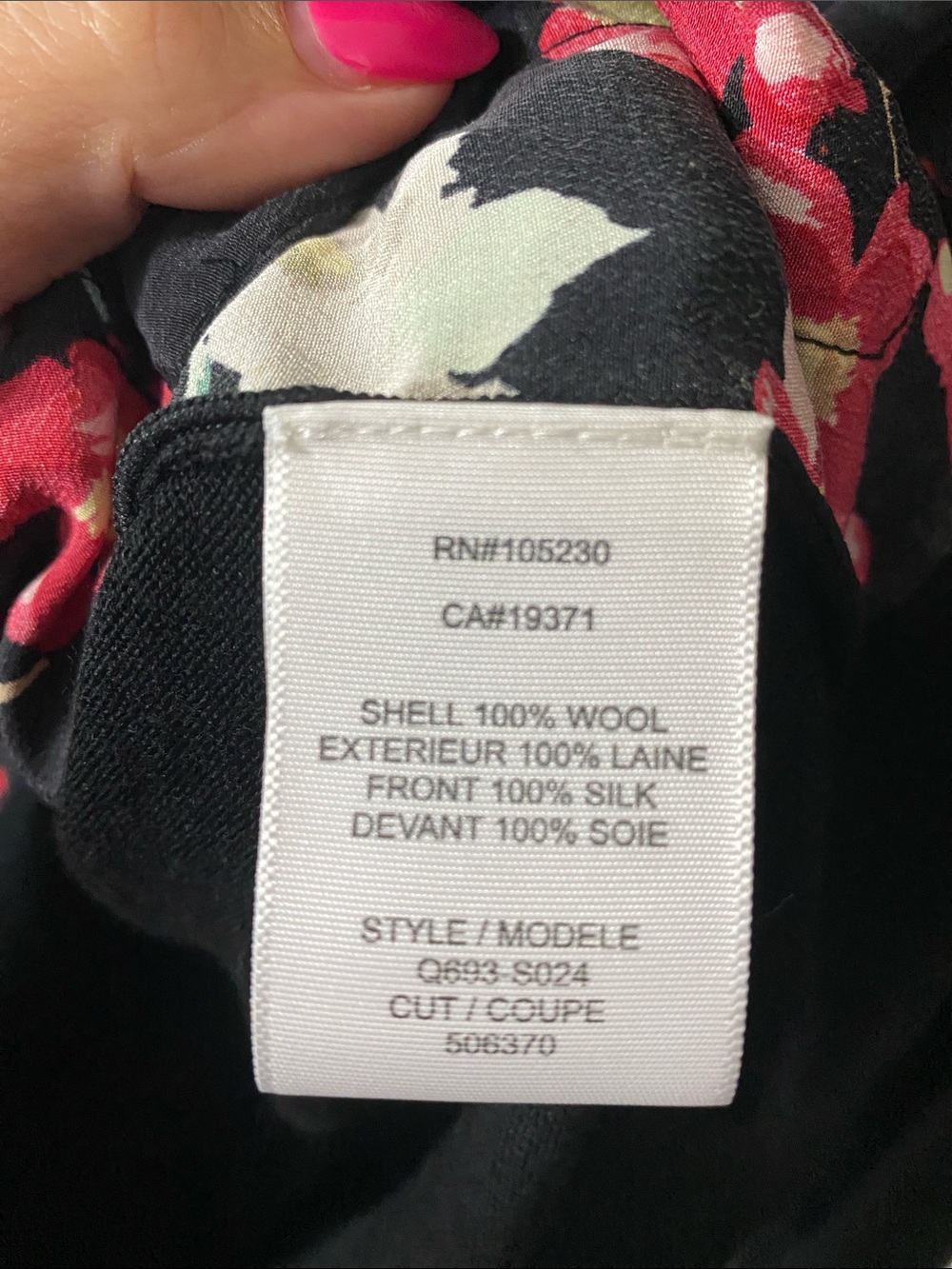 EQUIPMENT FEMME- black silk cardigan with floral print- small- NWT- *flaw - Picture 5 of 8